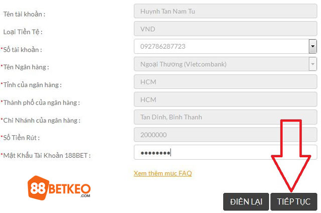 Cung cấp thông tin tài khoản rút tiền Xác nhận thông tin ngân hàng rút tiền 8xbet